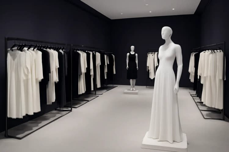 comprar roupas femininas finas e elegantes em uma boutique de luxo